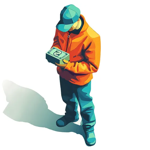 Man counting money with orange jacket