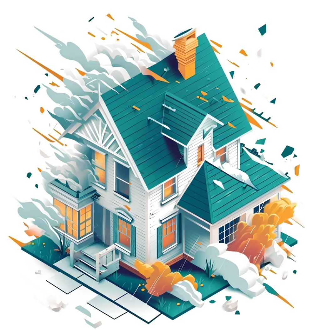 House with storm damage